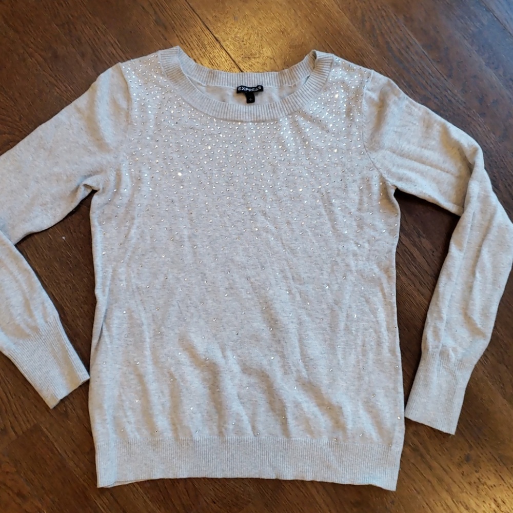 Light gray bedazzled sweatshirt Express Large